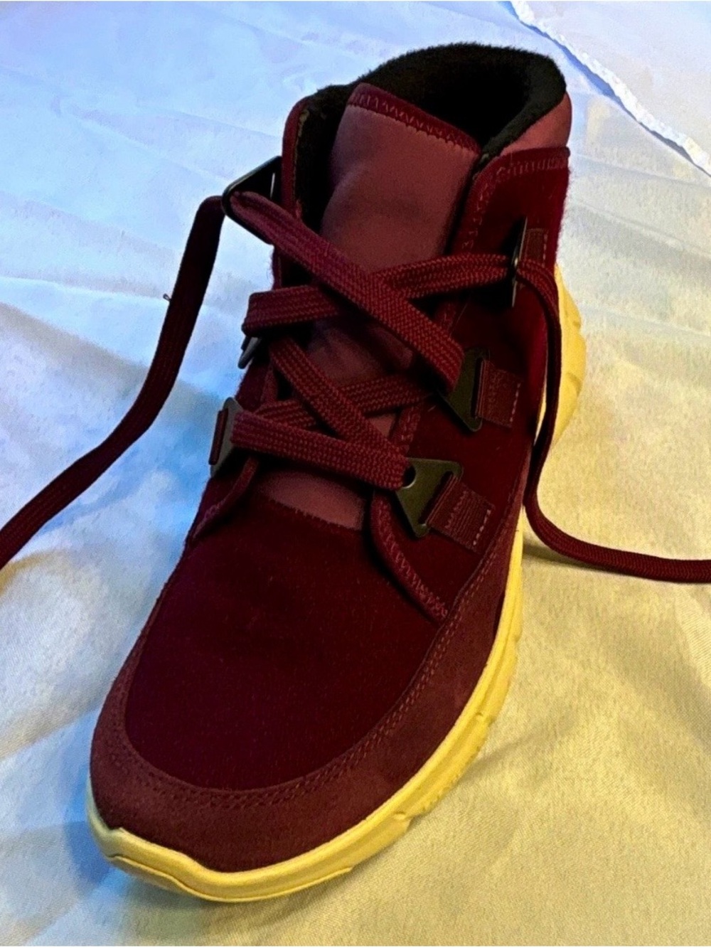 Merrell Burgundy High-Top Sneaker with Cream Sole